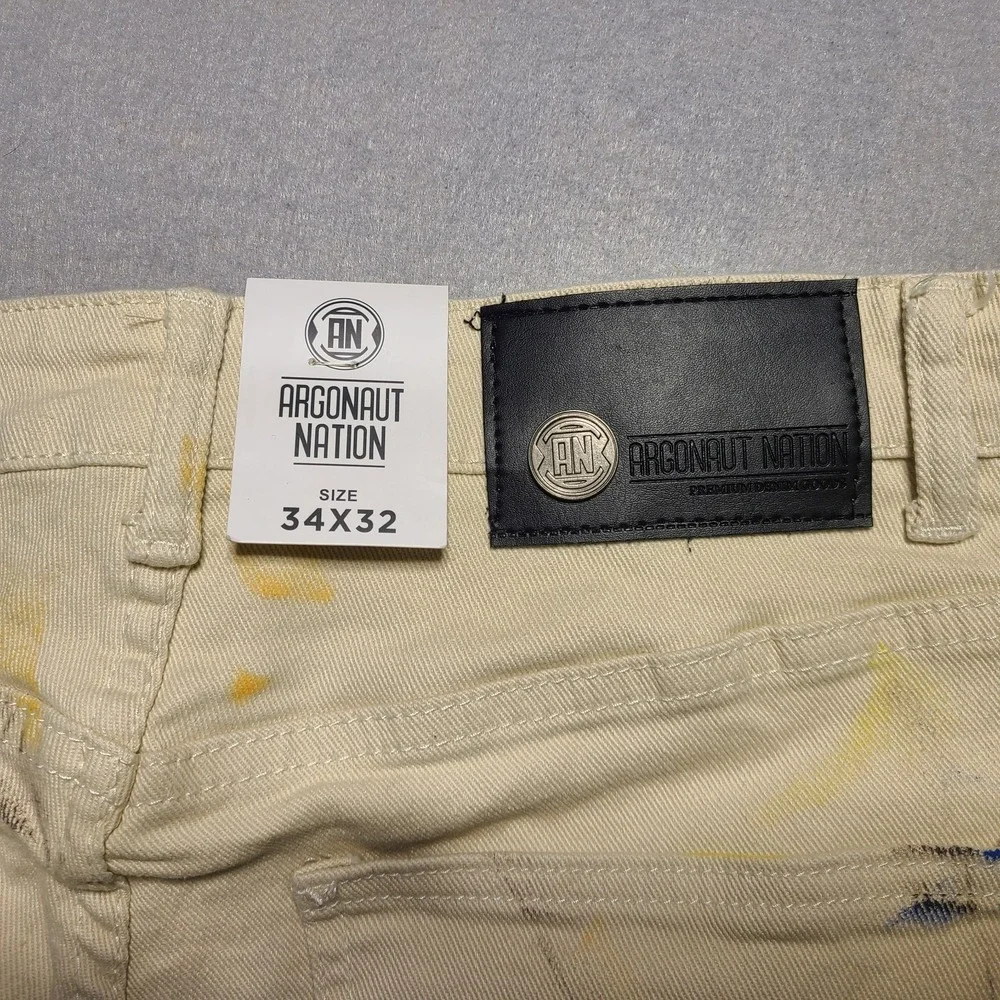 Argonaut Nation Jeans Men 34x32 Distressed Brown Cotton